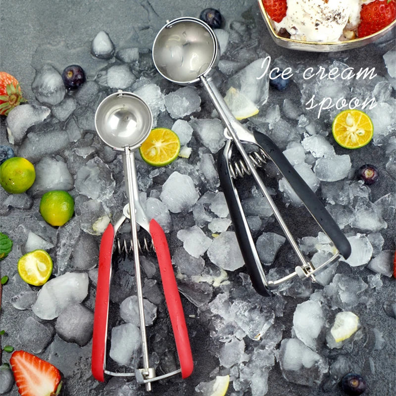 Stainless Steel Ice Cream & Potato Mash Spoon with Spring Handle