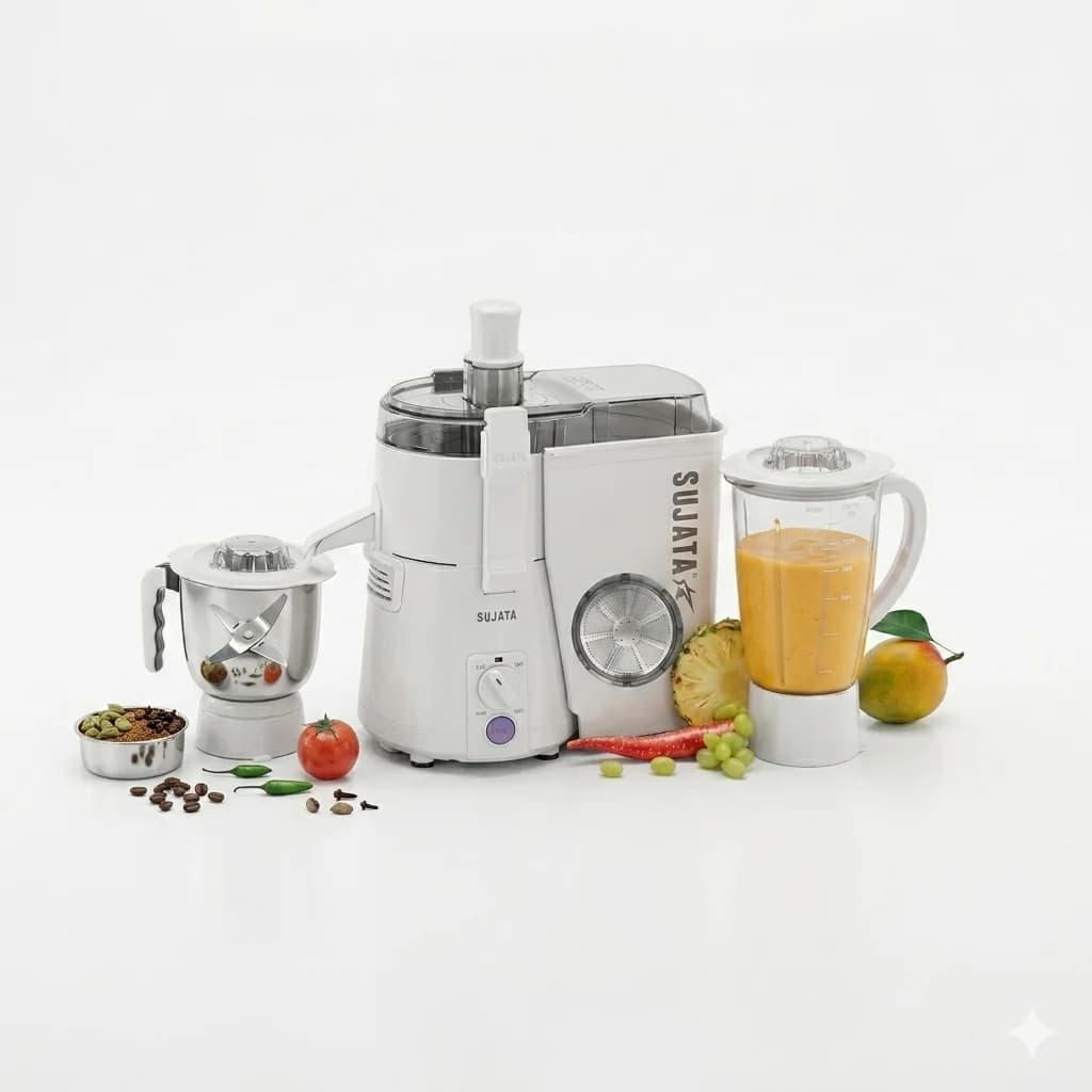 Sujata Powermatic Plus 900W juicer mixer grinder hero shot