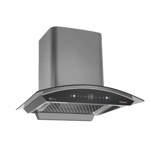 Sujata Ruby 90cm filterless chimney front hero view in black