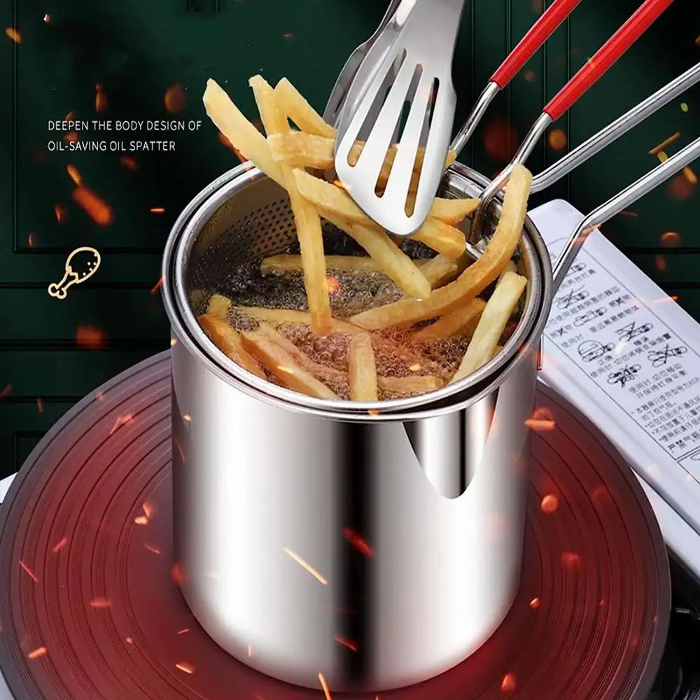 Stainless Steel Fryer Pot with Strainer
